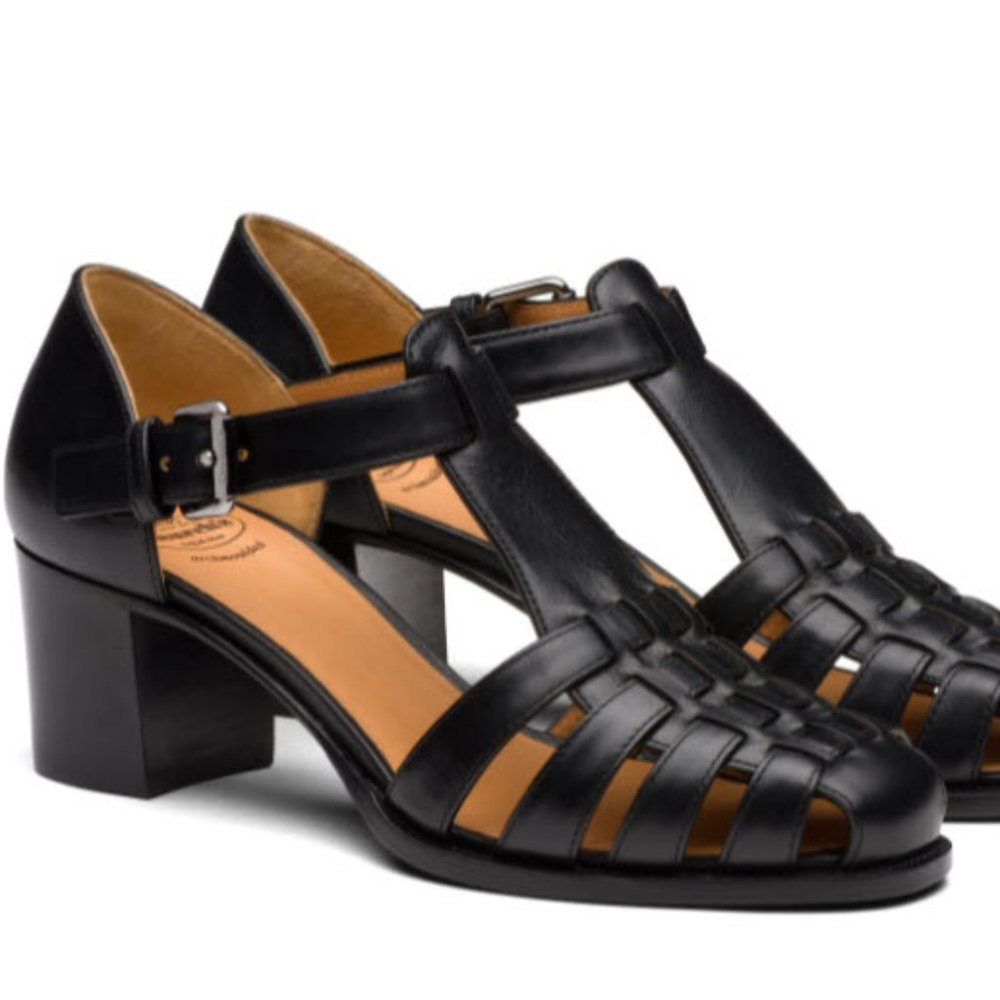 Church's Kelsey 50 Mid Heel Sandal Black EU38 US8